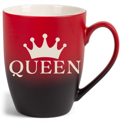 100 North Crown Royalty 10 Ounce Red and Black Two Toned Ombre, Comfortably Fits Your Hands, Ceramic Tea Coffee Cup Mug, Queen