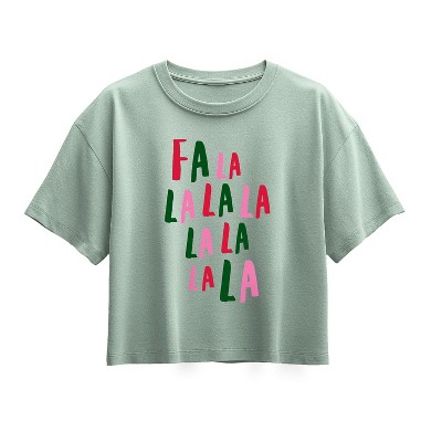 Girls' - Instant Message - Fa La La Short Sleeve Boxy Graphic T-Shirt
