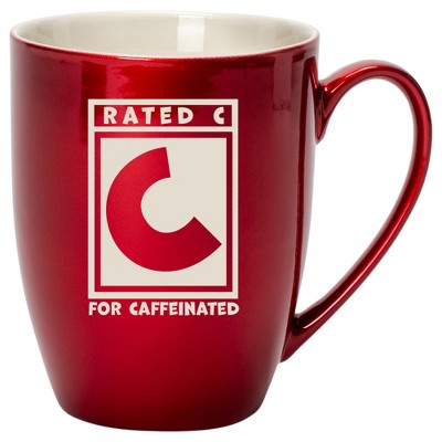 100 North Cardinal Red Metallic Finish, 10 Ounce, Comfortably Fits Your Hands, New Bone China Coffee Tea Cup Mug, Rated C For Caffeinated