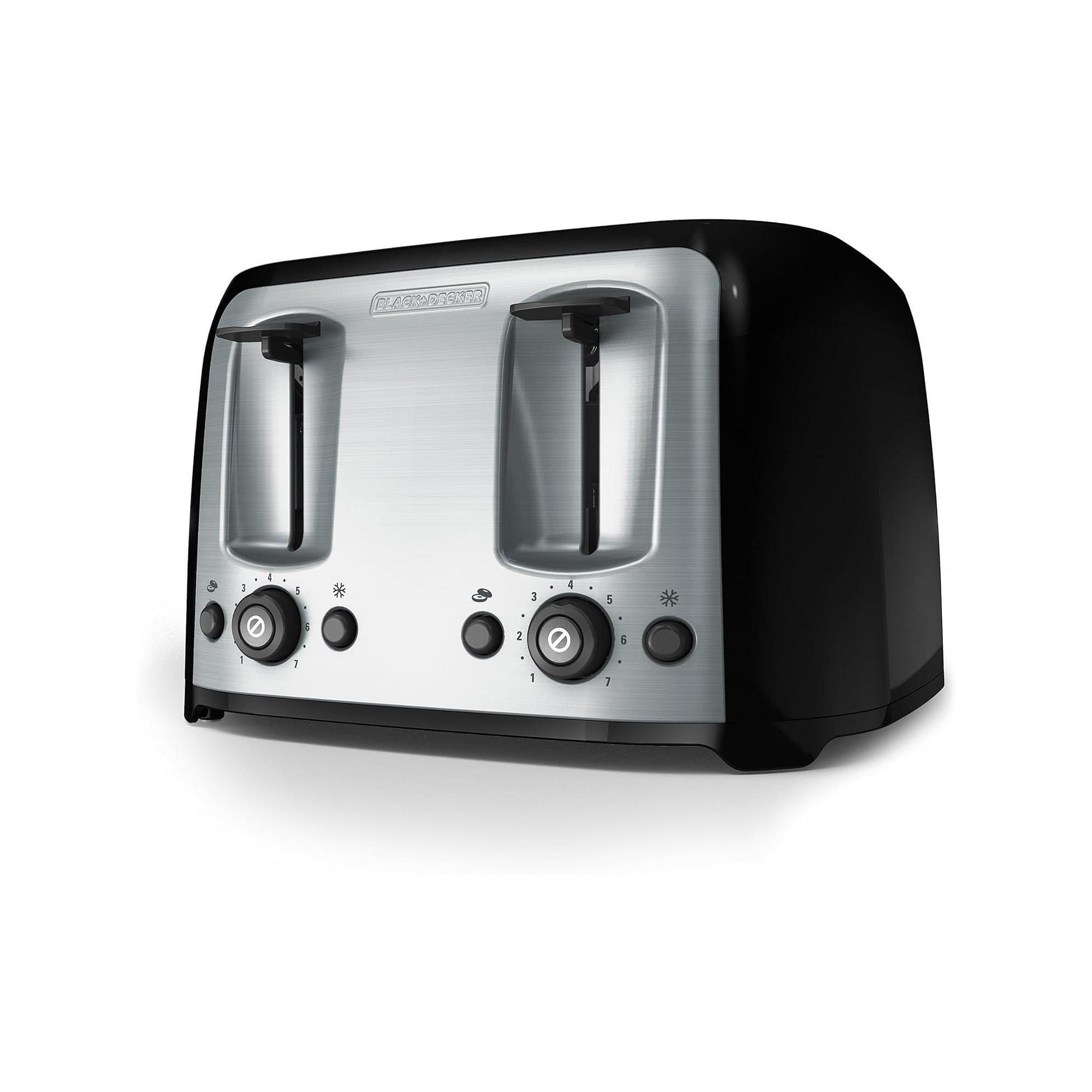 BLACK+DECKER 4-Slice Toaster, TR1478BD, Extra Wide Slots, 7 Shade Settings, 1400 Watts, Frozen and Bagel Buttons