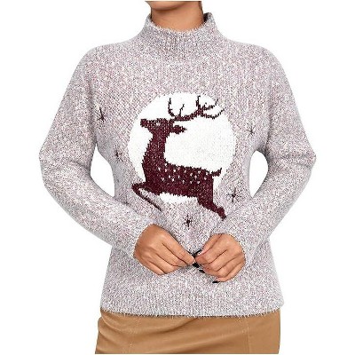 Coolmee Women's Christmas Sweaters Sweatshirt Crew Neck Soft Warm Pullover Tops Funnny Xmas Sweater