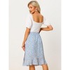 INSPIRE CHIC Women's Floral Ruffle Elastic High Waist Button Flowy Split Skirt - 4 of 4