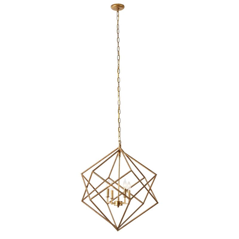 Modern Metal Chandelier with Link Style Chain Gold - Olivia &#38; May, 1 of 18