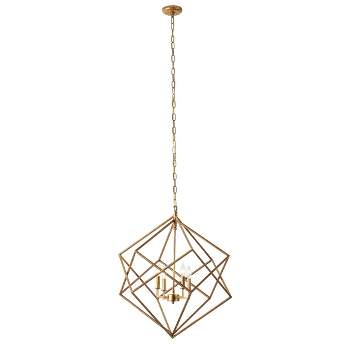 Modern Metal Chandelier with Link Style Chain Gold - Olivia & May