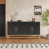 Vynxaria Navy Blue/Black/Espresso Decorative Storage Cabinet with Adjustable Shelves - 2 of 4
