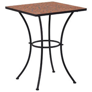 vidaXL 3 Piece Bistro Set with Mosaic Design, Durable Ceramic Tile and Iron Frame Construction, Terracotta - Ideal for Garden, Patio, or Balcony - 1 of 4