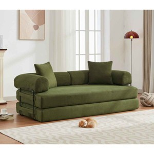 DIY Modular 4-in-1 Foldable Sofa Bed, Convertible Sleeper Sofa with Moveable Arms, Sofa Bed with Corduroy Cushion and Foam Filling-Baofuwish - 1 of 4