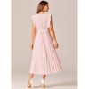 Seta T Women's Casual Ruffle Sleeveless Crewneck Pleated Flowy Belted Midi Sundresses - 4 of 4