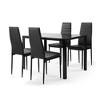 5-Piece Dining Set with Tempered Glass Table and 4 Faux Leather Chairs - 3 of 4