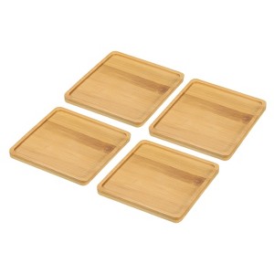 Unique Bargains Bamboo Wood Saucer Square Plant Tray Bonsai Succulent Pot - 1 of 4