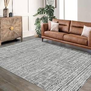 Boho Textured Design, Textured Area Rug - Non-Skid Low-Pile Carpet for Living Room, Bedroom, Playroom, Office Spaces - 1 of 4