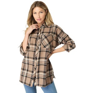 Roaman's Women's Plus Size Plaid Flannel Tunic - 1 of 4