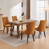 TiramisuBest Set of 2 Velvet Dining Chairs, Comfy Upholstered Accent Chairs with Curved Solid Wood Legs for Kitchen & Dining(Beige) - 3 of 4