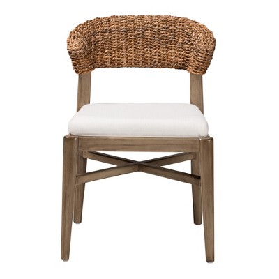 Chloe Bohemian Mahogany and Natural Rattan Dining Chair