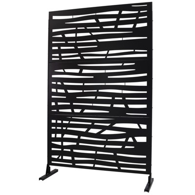 DSVIMOY Outdoor & Indoor Privacy Screen, Freestanding Decorative Privacy Screen for Deck Balcony Patio, Black, 48"*76"*16"