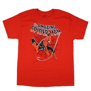 Seven Times Six Marvel Amazing Spider Man Shirt Mens Great Power Front Back Graphic Adult Red - 1 of 4