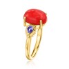 Ross-Simons Coral Ring With 0.20 ct. t.w. Iolites in 18kt Gold Over Sterling - 3 of 4
