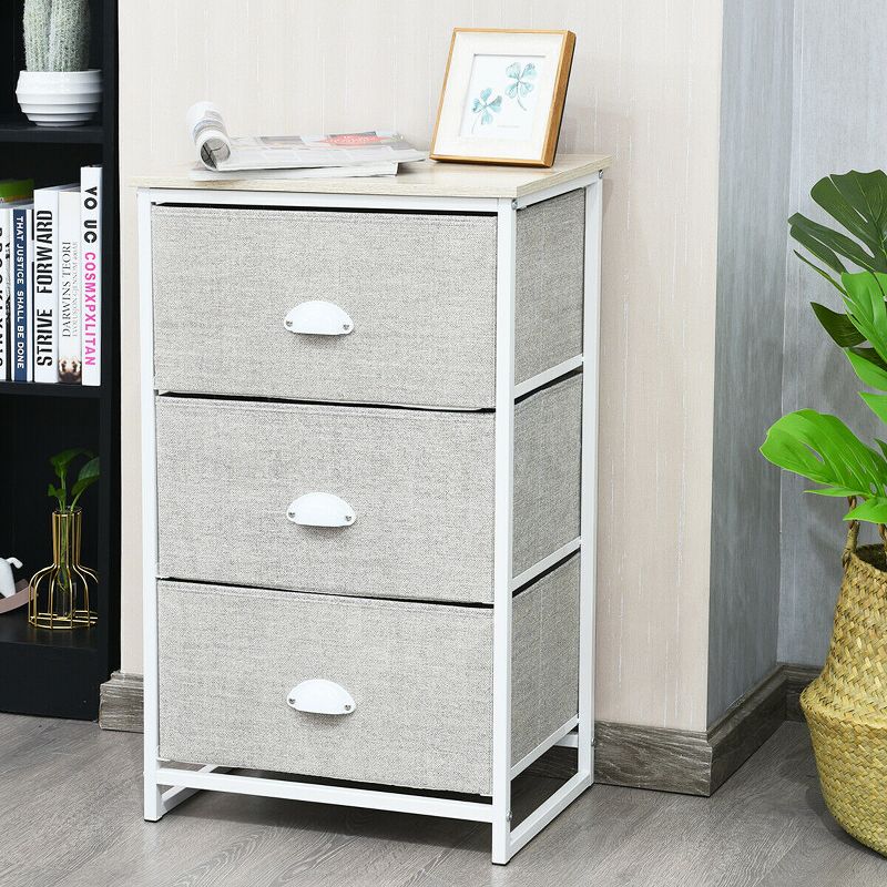 Costway 3 Drawer Nightstand Side Table Storage Tower Dresser Chest Home Office Furniture, 2 of 11