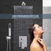WOWOW Single Handle 2-Spray 1.8 GPM with 12 in. Square Shower Head and Adjustable Heads Shower Faucet in Brushed Nickel - 3 of 4