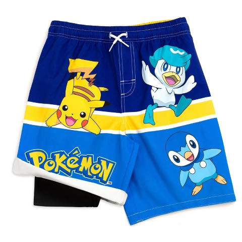 Pokemon Little Boys Compression UPF 50+ Swim Trunks Bathing Suit Blue 7-8