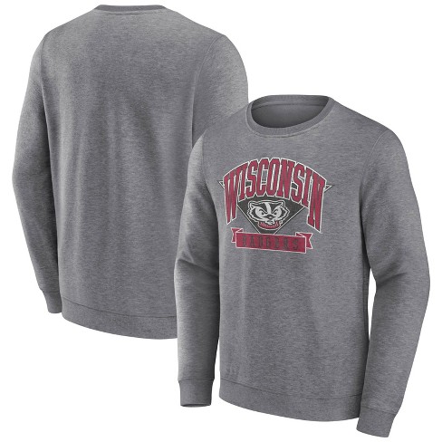 Ncaa Wisconsin Badgers Men's Gray Crew Neck Fleece Sweatshirt - Xxl : Target