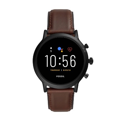 Fossil Gen 5 Smartwatch Carlyle HR 44mm - Black with Brown Leather