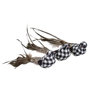 Northlight Plaid Clip-On Canary Bird Christmas Ornaments - 9.75" - Black and White - Set of 3 - 1 of 4