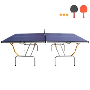 VYNXARIA 8ft Mid-Size Table Tennis Table Foldable & Portable Ping Pong Table Set for Indoor Games with Net, 2 Table Tennis Paddles and 3 Balls - 1 of 4