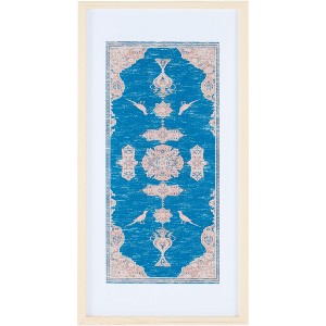 Chartrelle - 29" X 14" - Blue/Pink - Framed Textile Wall Art - WLA1002 - Safavieh - 1 of 4