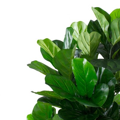 6.25' Potted Two Tone Green Artificial Fiddle Leaf Fig Tree