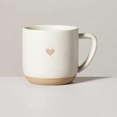 12oz Stoneware Heart Mug Cream/Clay - Hearth &#38; Hand&#8482; with Magnolia