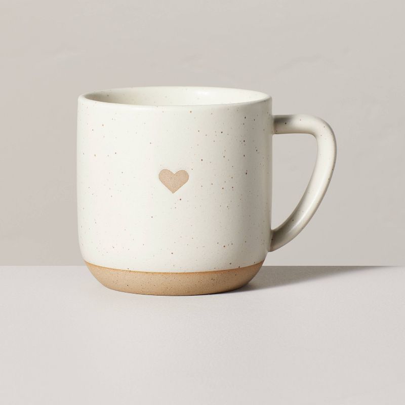 12oz Stoneware Heart Mug Cream/Clay - Hearth &#38; Hand&#8482; with Magnolia, 1 of 11