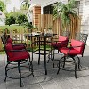 Outdoor Swivel Bar Stools Set of 2, 27.5" Counter Height Patio Chairs with Red Cushion, 360° Rotation, 330Lbs Capacity, Armrest & Back Support - 3 of 4