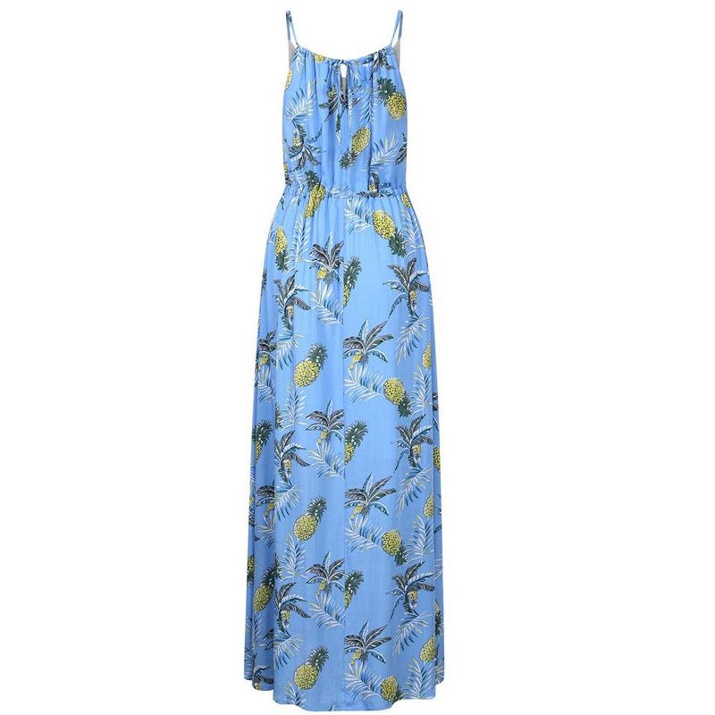 Womens V Neck Adjustable Spaghetti Strap Dress Sleeveless Boho Beach Floral Maxi Dress with Pockets, 5 of 11