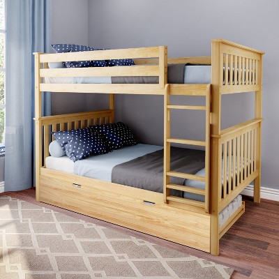 Max & Lily Full Over Full Bunk Bed With Trundle Bed, Natural : Target