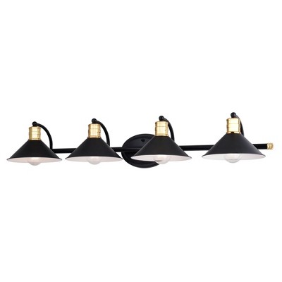 Vaxcel Akron 4 - Light Vanity in  Matte Black/Natural Brass