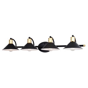 Vaxcel Akron 4 - Light Vanity in  Matte Black/Natural Brass - 1 of 4