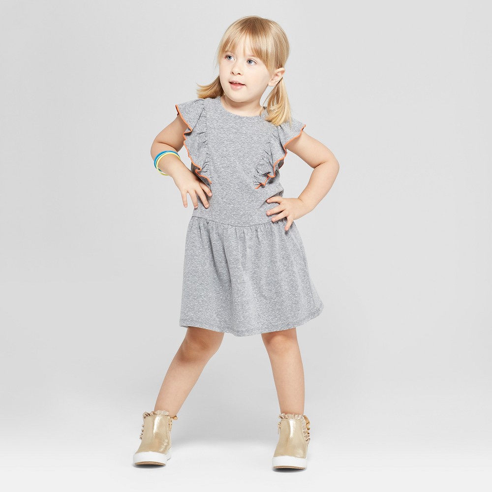 Toddler Girls' A-Line Dress - Cat & Jack Charcoal 12M, Girl's, Size: 12 Months, Gray was $9.99 now $4.49 (55.0% off)
