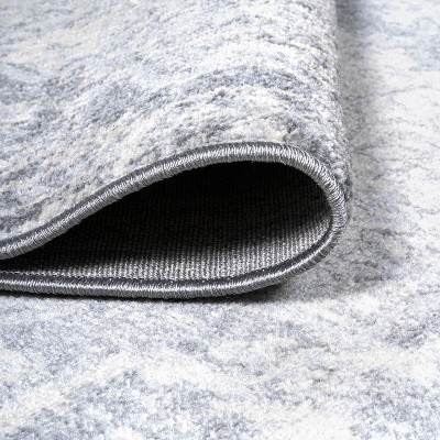 Modern Square 8' Gray and Ivory Synthetic Easy-Care Area Rug