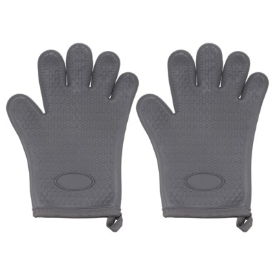 Unique Bargains Heat Resistant Kitchen Textiles Soft Lining Silicone Oven Mitts 2 Pcs