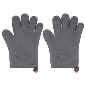 Unique Bargains Heat Resistant Kitchen Textiles Soft Lining Silicone Oven Mitts 2 Pcs - 1 of 4