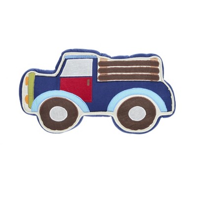 Trucks Appliqued Blue Kids Decorative Pillow - Levtex Home
