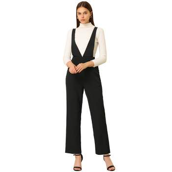 Allegra K Women's High Waist Overalls Bell Bottom Pants Suspenders Jumpsuit  Black X-small : Target