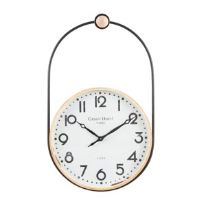 28"x17" Wooden Suspended Hanging Wall Clock, Silent Mechanism - Olivia & May: Grand Hotel Paris Design - 1 of 4