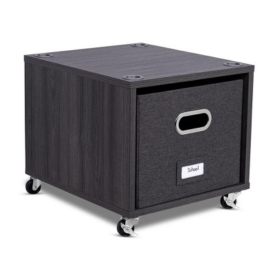 Driftwood Grey Mobile Lateral File Cabinet with Linen Bin