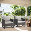POCASSY Outdoor Wicker Armrest Chairs Set of 2, Brown Wicker Rattan Patio Chairs with Square Armrest and Metal Leg, Patio Furniture Chairs for Porch - 2 of 4