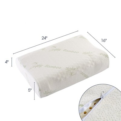 White Contoured Latex Memory Foam Pillow with Bamboo Cover