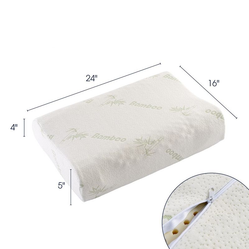 Cheer Collection Contoured Latex Memory Foam Pillow with Washable Cover - White (24" x 16" x 4"), 5 of 9