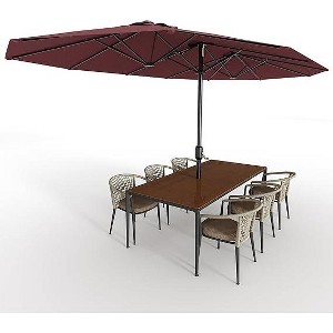 13FT Large Patio Umbrella, Double-Sided Outdoor Umbrellas with Fade Resistant Canopy for Deck Pool Garden Backyard - 1 of 4