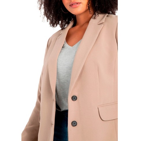 Eloquii Women's Plus Size The 365 Long Tailored Blazer, 20 Desert Taupe : Target